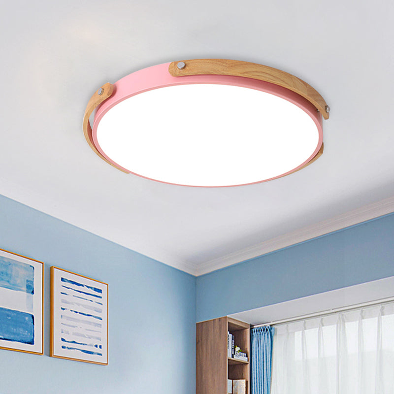 Acrylic Circular LED Flush Ceiling Light Kid Bedroom Hallway Macaron Stylish Ceiling Lamp