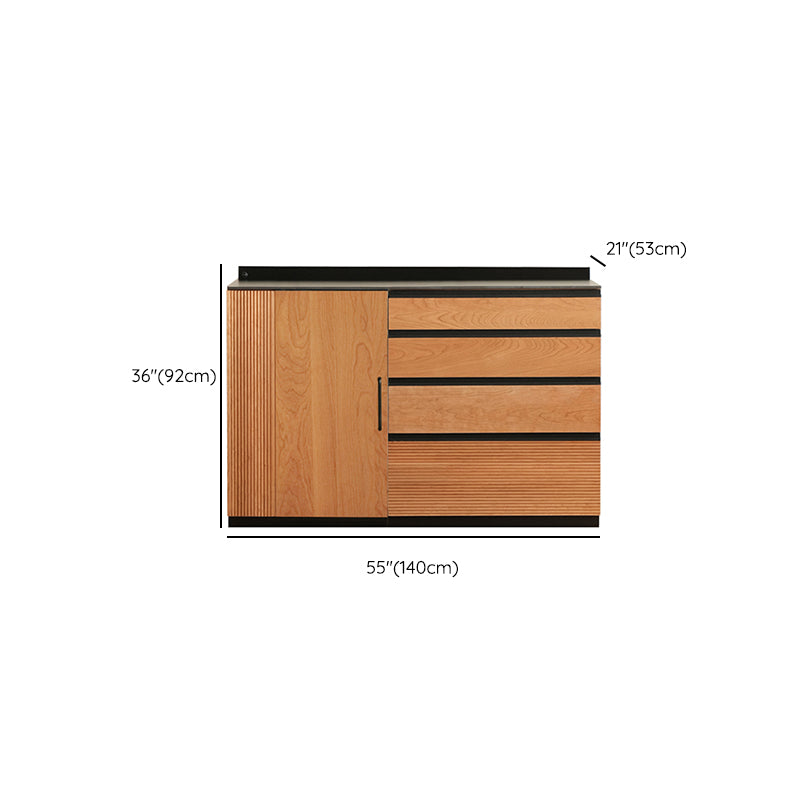 Modern & Contemporary Solid Wood Sideboard Cabinet with Cabinets and Drawers