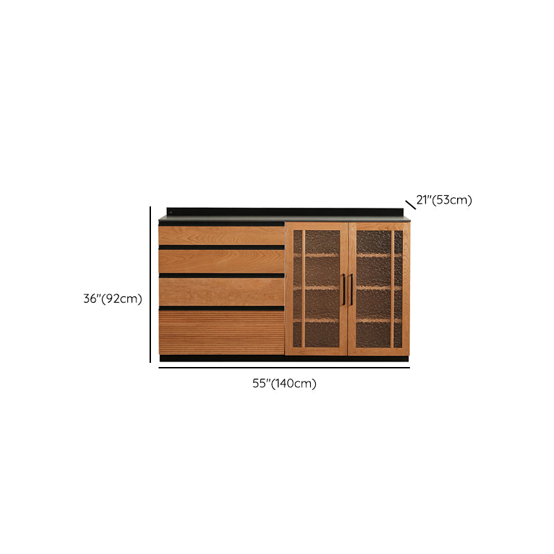 Modern & Contemporary Solid Wood Sideboard Cabinet with Cabinets and Drawers