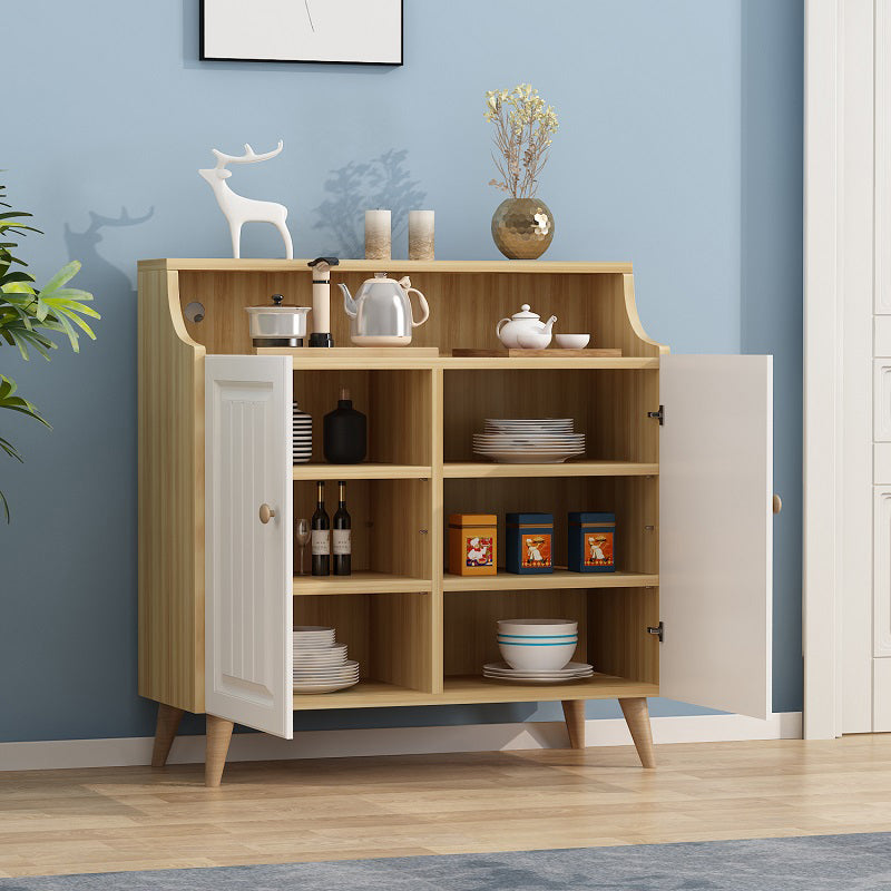 Contemporary Style Wood Adjustable Shelving Buffet Sideboard with Cabinets