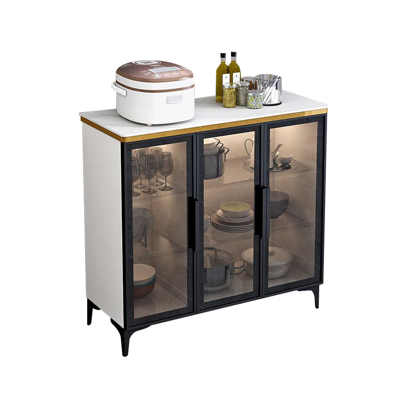 Modern Style Glass Doors Wood Sideboard Cabinet with Cabinets