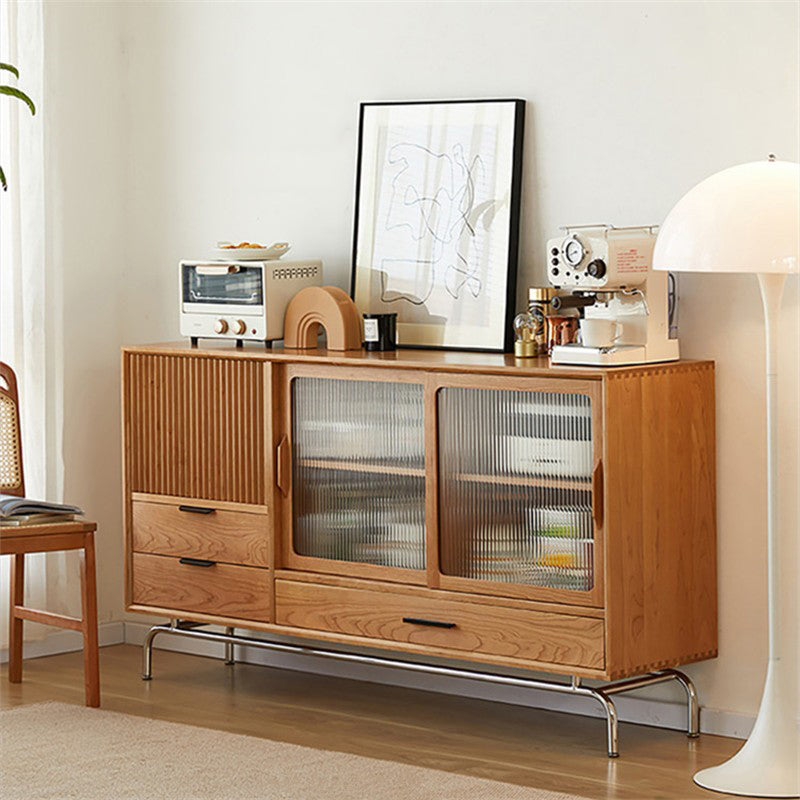 Modern Style Solid Wood Sideboard Cabinet with Cabinets and Drawers