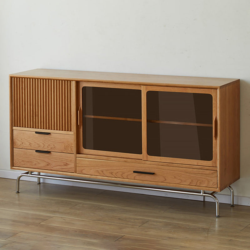 Modern Style Solid Wood Sideboard Cabinet with Cabinets and Drawers