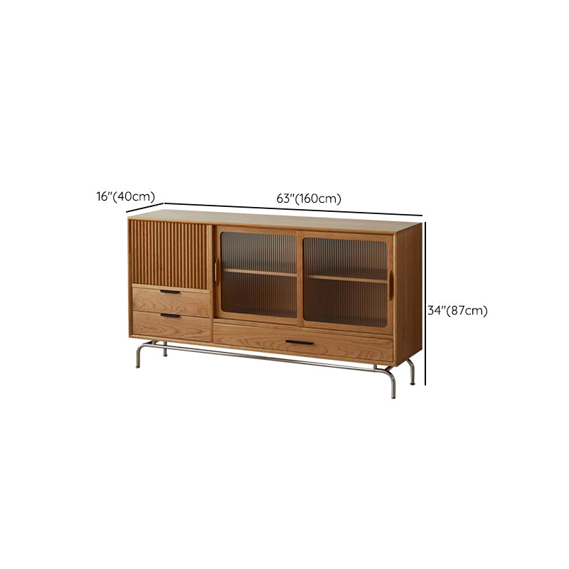 Modern Style Solid Wood Sideboard Cabinet with Cabinets and Drawers