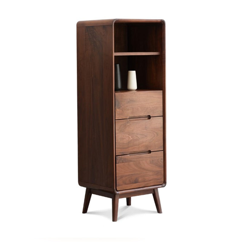 Modern Living Room Curio Cabinet Solid Wood with Open Storage