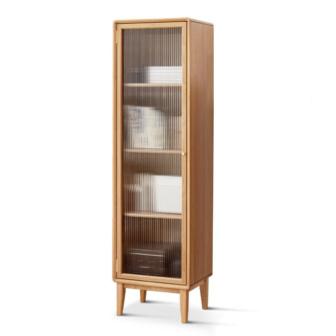 Modern Living Room Curio Cabinet Solid Wood with Glass Doors