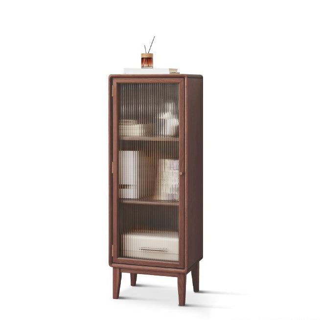 Modern Living Room Curio Cabinet Solid Wood with Glass Doors