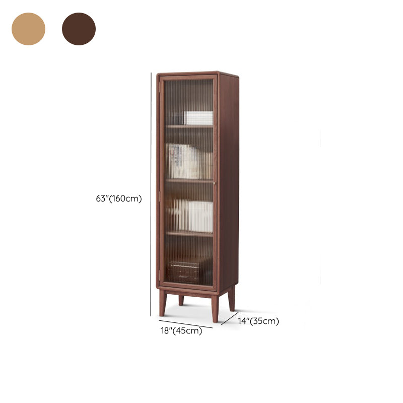 Modern Living Room Curio Cabinet Solid Wood with Glass Doors