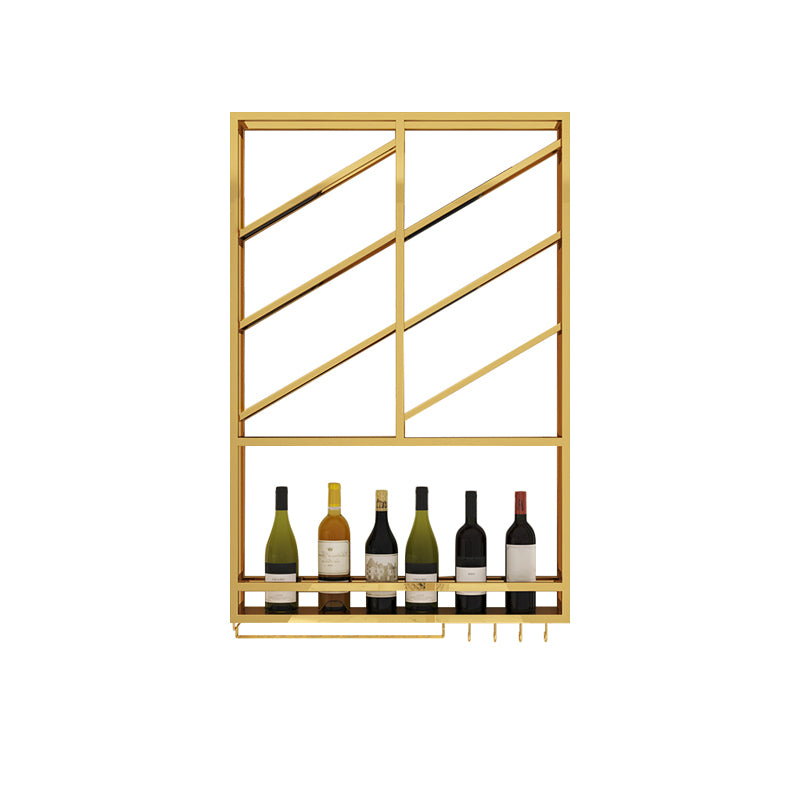 Luxury Style Stainless Steel Wall Mounted Wine Holder Rack in Gold