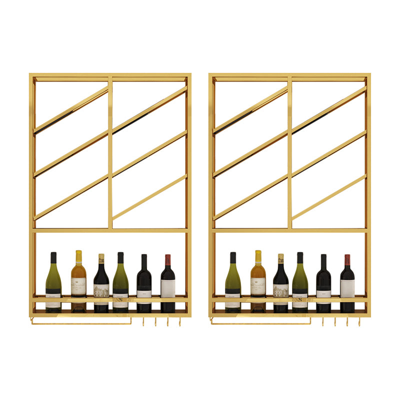 Luxury Style Stainless Steel Wall Mounted Wine Holder Rack in Gold