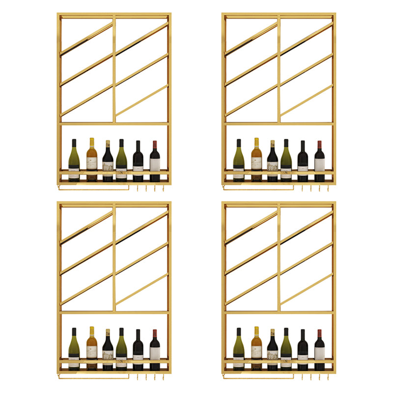 Luxury Style Stainless Steel Wall Mounted Wine Holder Rack in Gold