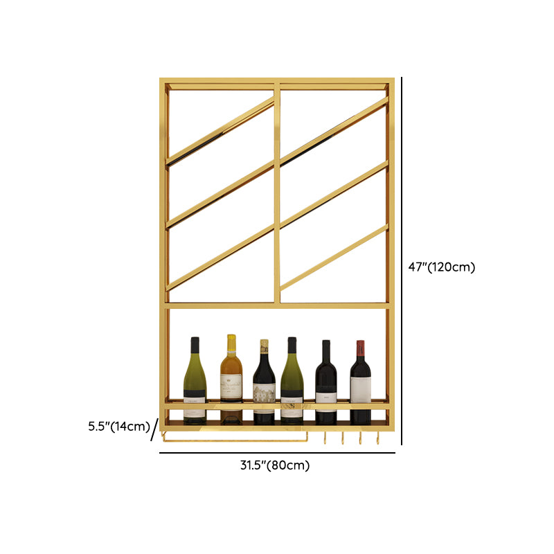 Luxury Style Stainless Steel Wall Mounted Wine Holder Rack in Gold