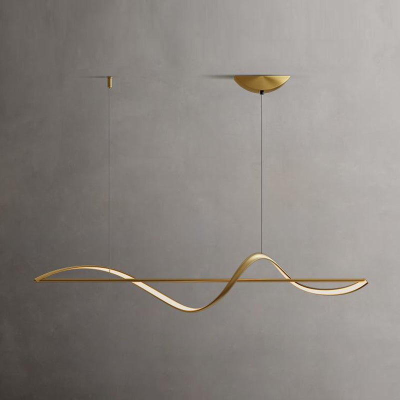 Minimalism Twist LED Hanging Pendant Lights in Gold for Dining Room