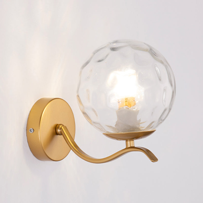 Modern Style Wall Lamp 1-Light Spherical with Glass Shade for Bedroom