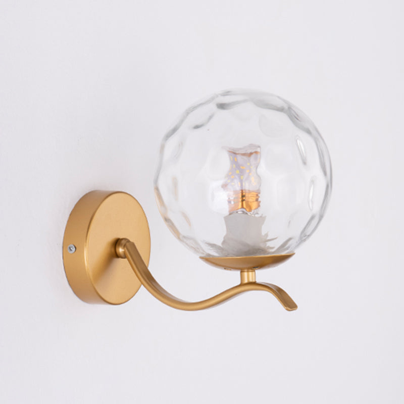 Modern Style Wall Lamp 1-Light Spherical with Glass Shade for Bedroom