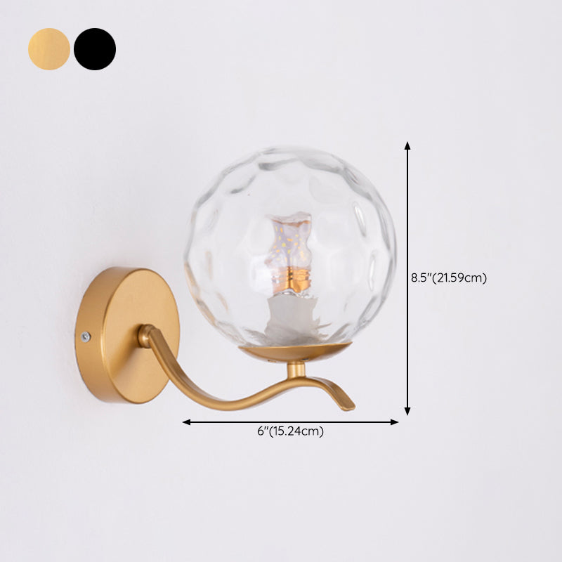 Modern Style Wall Lamp 1-Light Spherical with Glass Shade for Bedroom