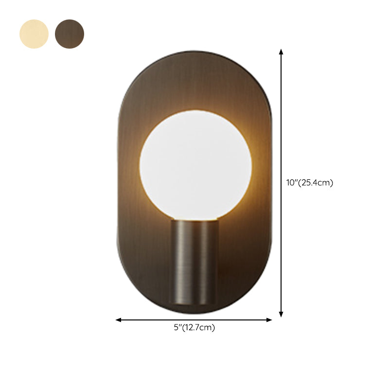 Modern Copper Wall Mount Lamp 1-Light Spherical with Glass Shade for Bedroom