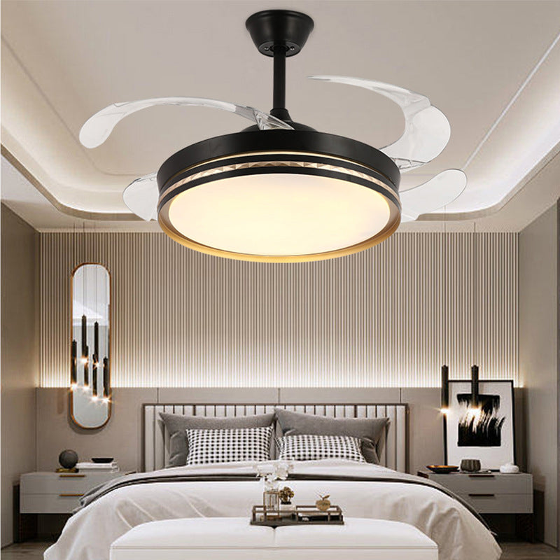 Contemporary LED Ceiling Fan Fixture in Black & White Finish Fan Lighting