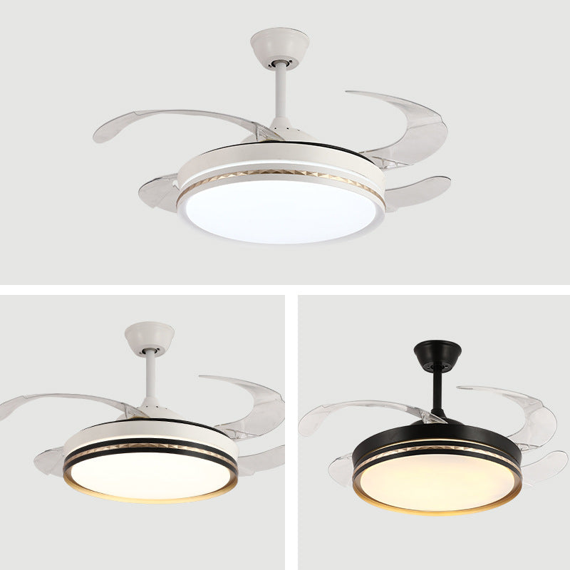 Contemporary LED Ceiling Fan Fixture in Black & White Finish Fan Lighting