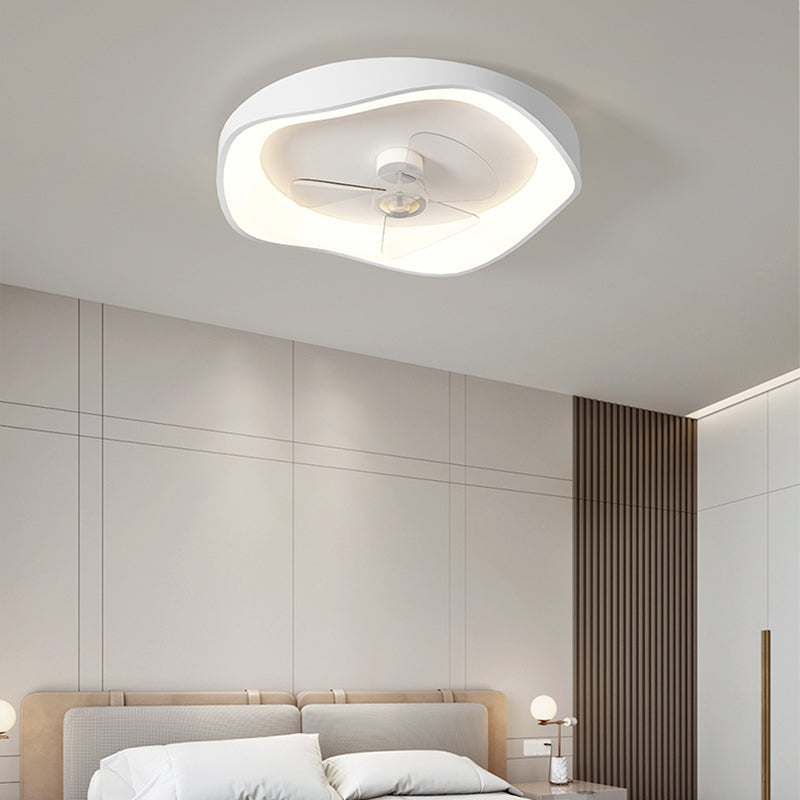 Geometric Shape Metal Ceiling Fans Modern Style 1-Light Ceiling Fan Fixtures in White