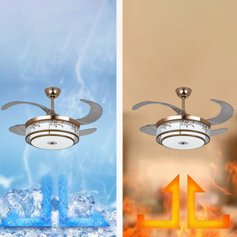 Modern Simple Ceiling Fan Lamp Cylinder Shape Ceiling Fan Light for Living Room