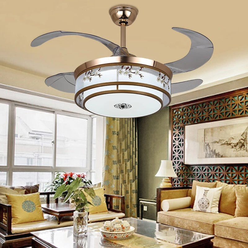 Modern Simple Ceiling Fan Lamp Cylinder Shape Ceiling Fan Light for Living Room