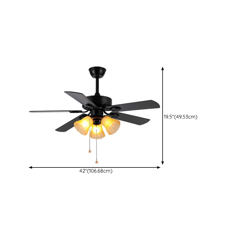 Nordic Style 3-Lights Ceiling Fan Lamp Wooden Ceiling Fan Light for Bedroom