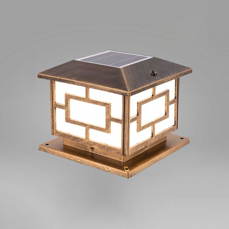 Simple Geometric LED Solar Lighting Fixture with Acrylic Shade for Garden