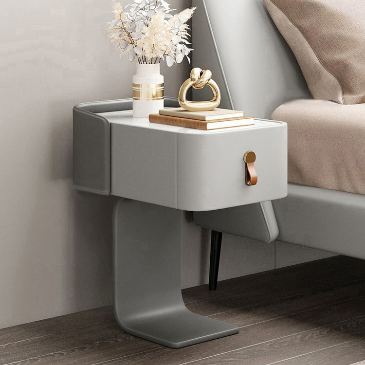 Stone Accent Table Nightstand Contemporary Nightstand with Drawer