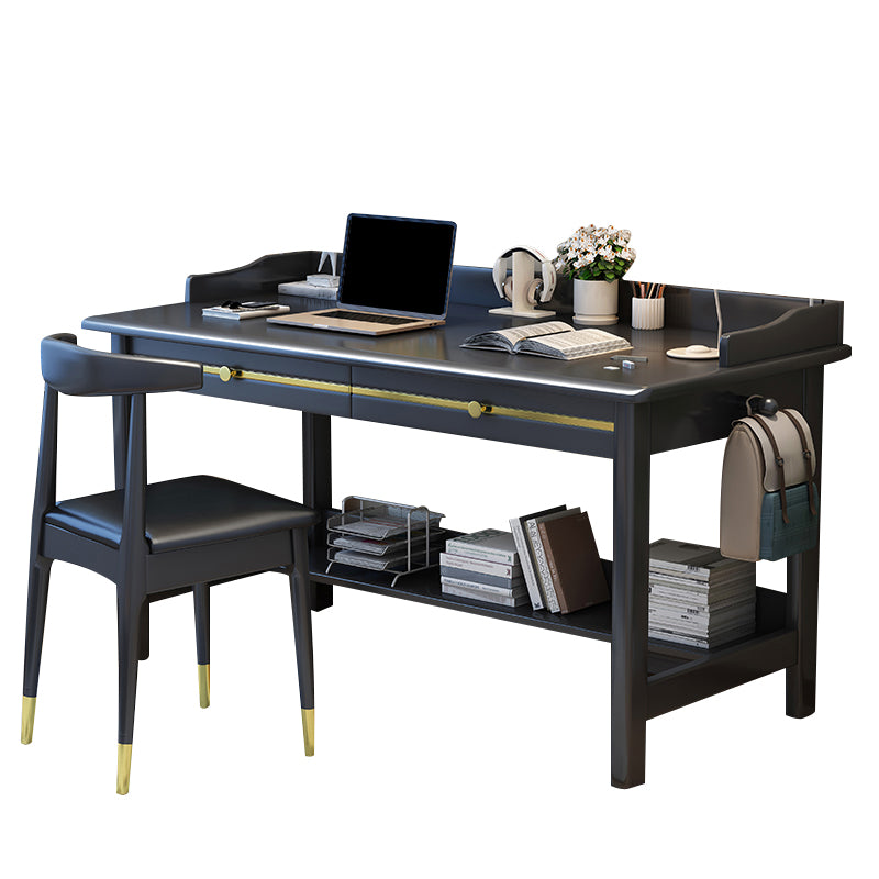 Rubber Wood Glam Style Computer Desk Home 23.6 Inch Wide Writing Desk