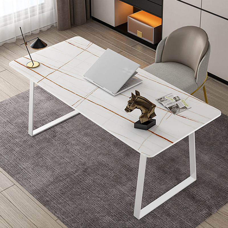 Rectangle Sintered Stone Top Office Desk Glam Style Writing Desk for Office