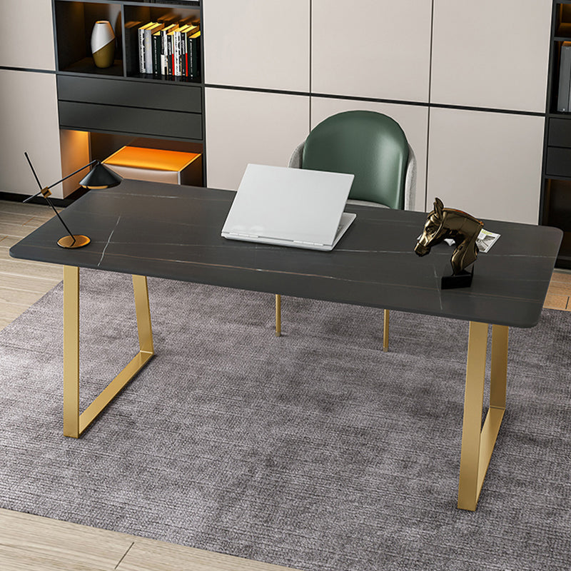 Rectangle Sintered Stone Top Office Desk Glam Style Writing Desk for Office