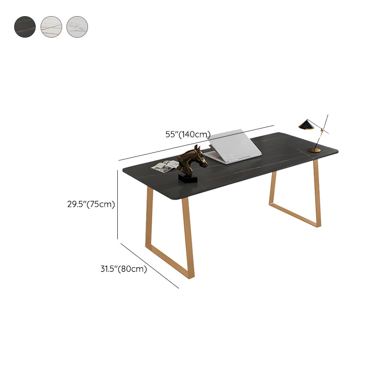 Rectangle Sintered Stone Top Office Desk Glam Style Writing Desk for Office