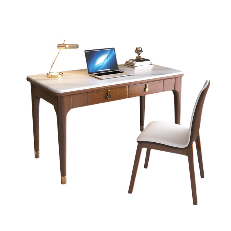 Glam Style Home Office Desk Solid Wood Base Rectangular Writing Desk