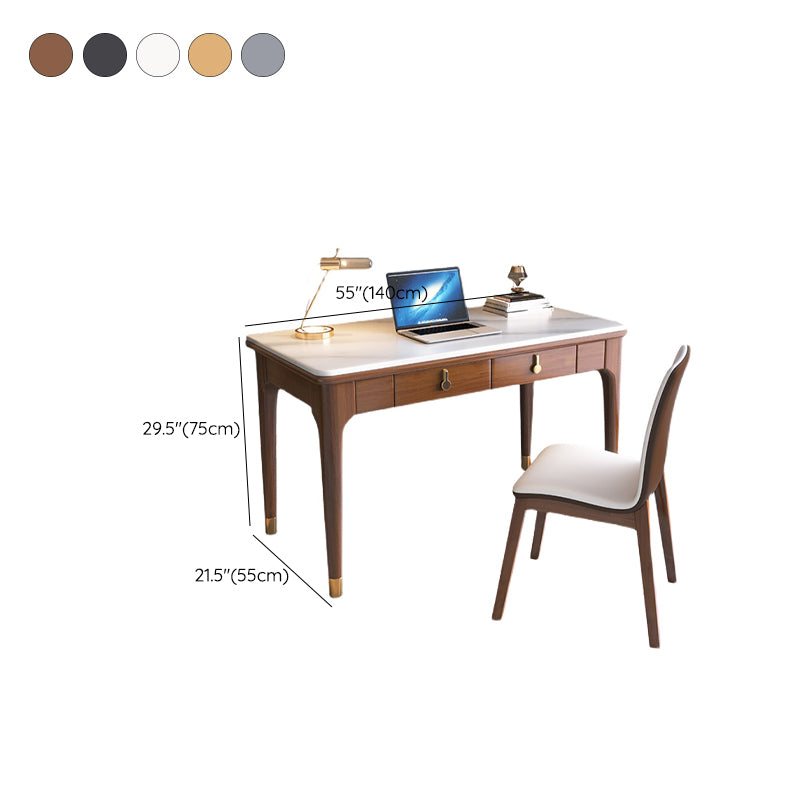 Glam Style Home Office Desk Solid Wood Base Rectangular Writing Desk