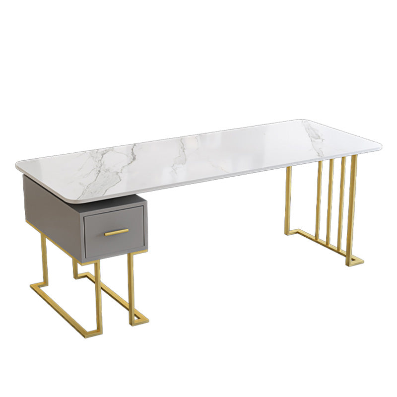 Contemporary Stone Writing Desk Metal Rectangular Office Desk