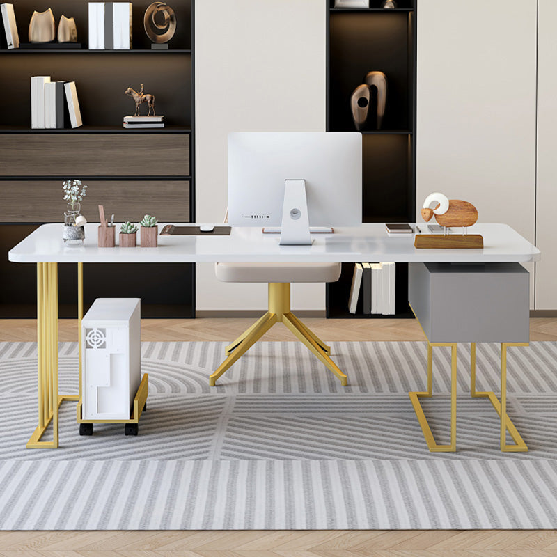 Contemporary Stone Writing Desk Metal Rectangular Office Desk