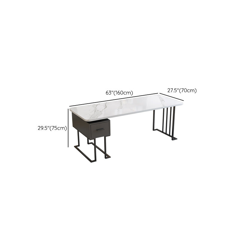 Contemporary Stone Writing Desk Metal Rectangular Office Desk