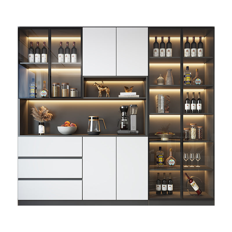 Modern Glass Adjustable Shelving Doors Wood Sideboard Cabinet with Cabinets and Drawers