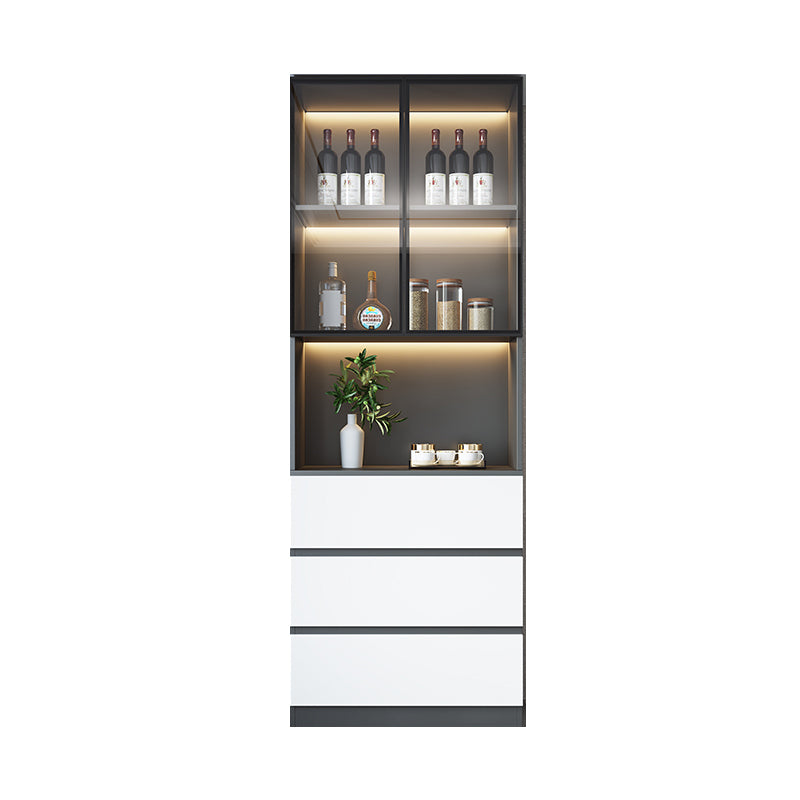 Modern Glass Adjustable Shelving Doors Wood Sideboard Cabinet with Cabinets and Drawers