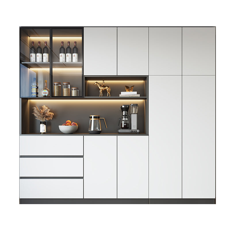 Modern Glass Adjustable Shelving Doors Wood Sideboard Cabinet with Cabinets and Drawers