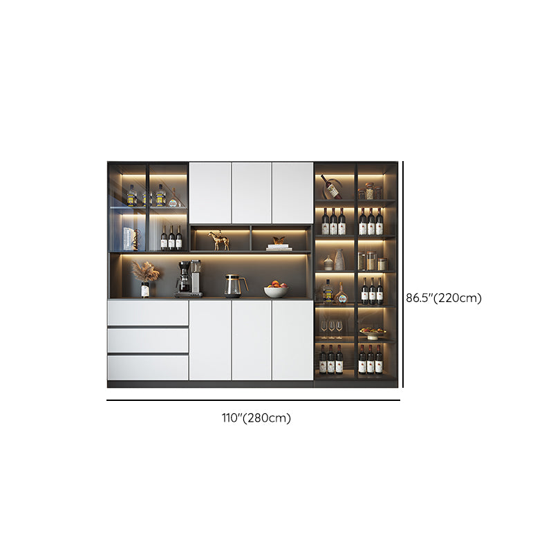 Modern Glass Adjustable Shelving Doors Wood Sideboard Cabinet with Cabinets and Drawers