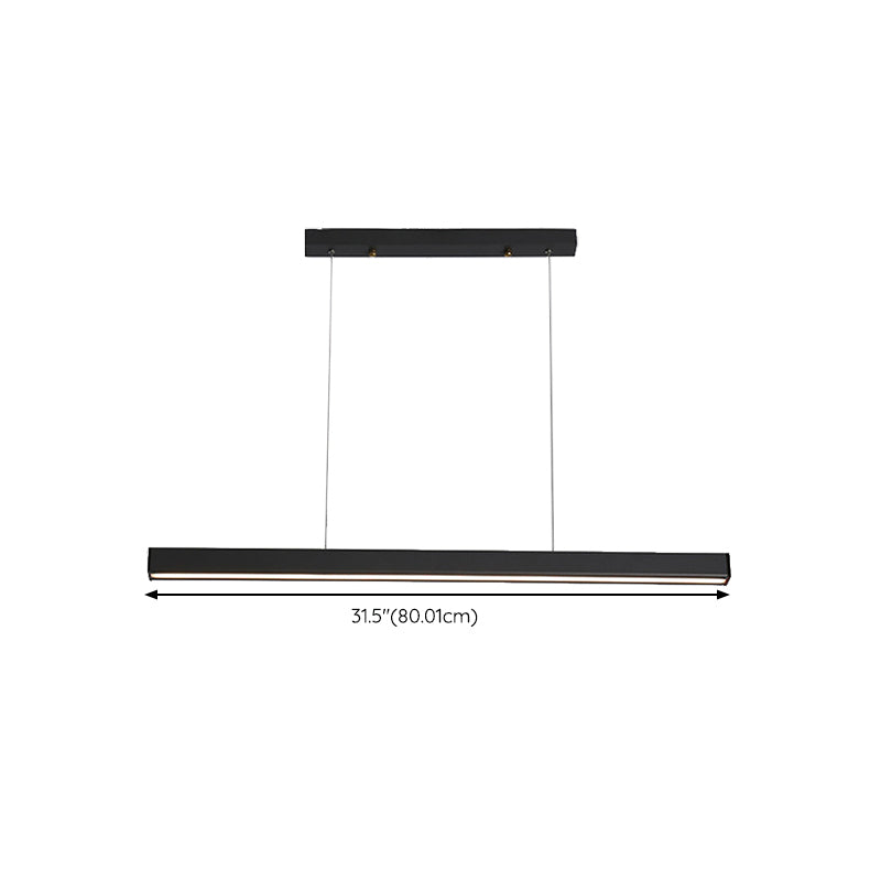 Linear Island Lighting Contemporary Metal 1 Light in Black for Dining Room