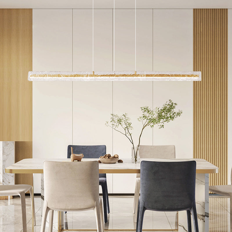 Contemporary Metal Linear Shape Pendant Light with Glass Shade for Dining Room