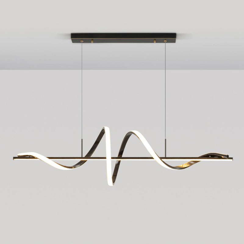 Metal Contemporary Linear Shape Pendant Light with Silicone Shade for Living Room