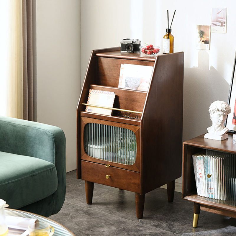 Modern Style Rubber Wood Storage Sideboard Cabinet with Glass Doors