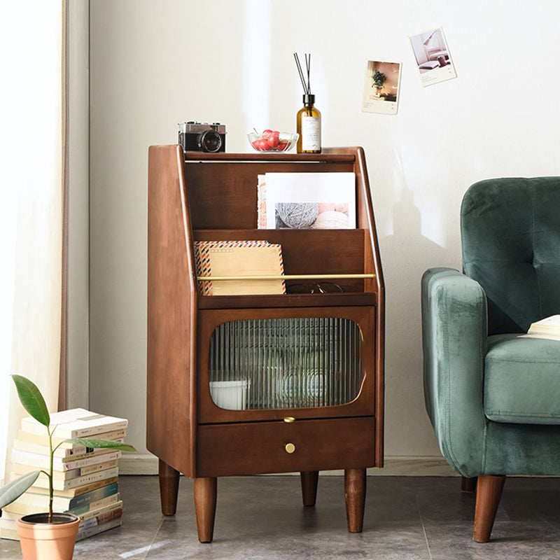 Modern Style Rubber Wood Storage Sideboard Cabinet with Glass Doors