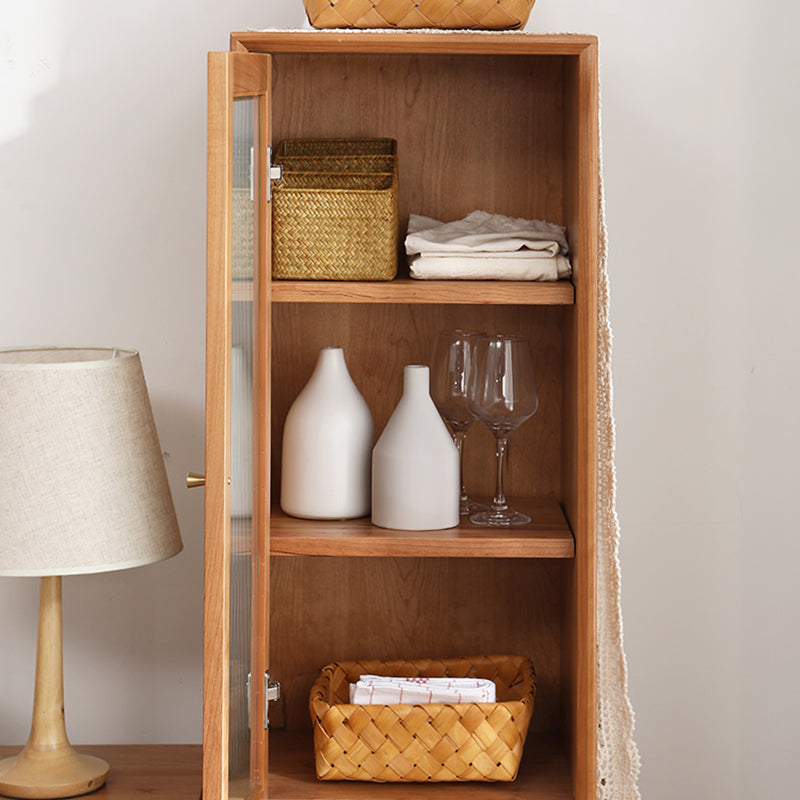 Modern Style Solid Wood Glass Door Sideboard Cabinet with Storage Drawers