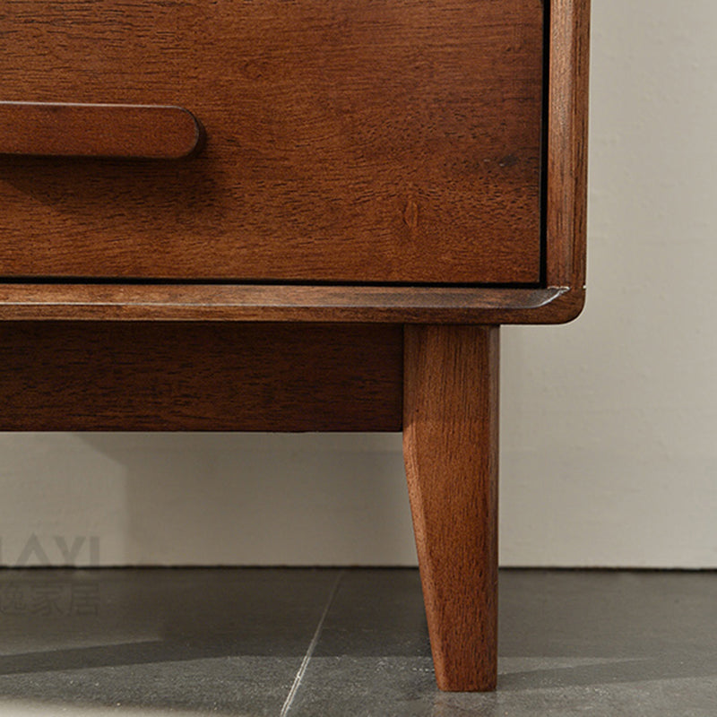 Modern Style Solid Wood Storage Sideboard Cabinet with Glass Doors in Brown