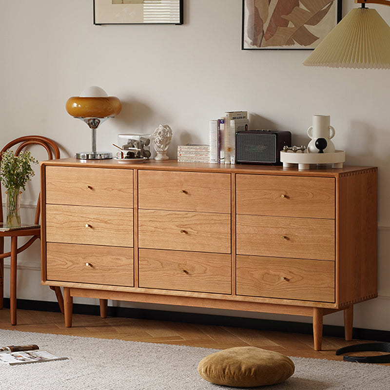 Nordic Style Solid Wood Storage Sideboard Cabinet with Drawers in Nature